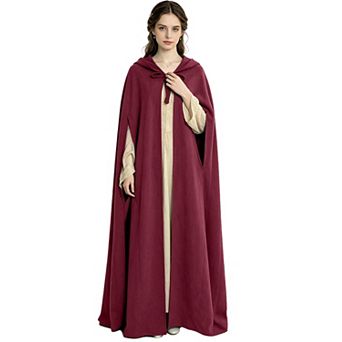 Women's Medieval Renaissance Hooded Cape With Arm Holes For Cosplay LARP Halloween