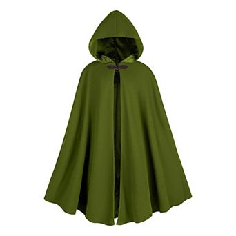 Men Renaissance Medieval Velvet Hooded Cloak Cosplay Costume