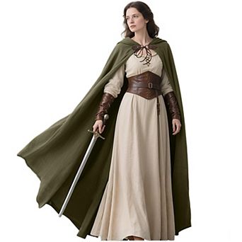 Medieval Hooded Linen Renaissance Cape Cloak For Cosplay Reenactments