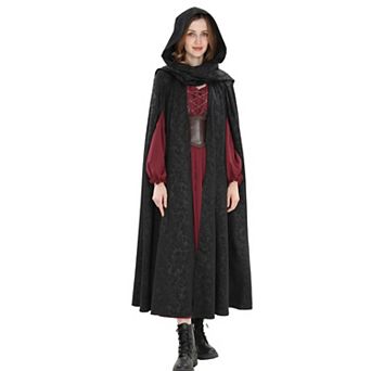 Medieval Hooded Cape Vintage Cosplay Costume Flowing Silhouette
