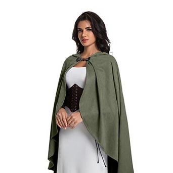 Unisex Medieval Renaissance Hooded Velvet Cloak Wizard Witch Cosplay Cape