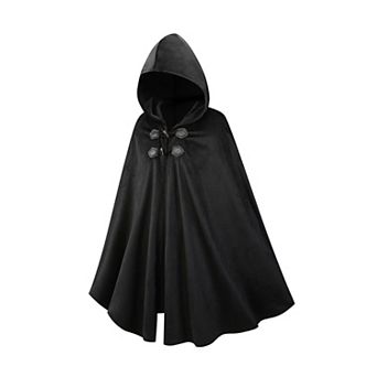 Medieval Hooded Cape Renaissance Cloak Costume Toggle Closure Full Length