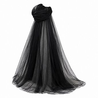 Women Medieval Gothic Hooded Sheer Chiffon Cape Costume Robe
