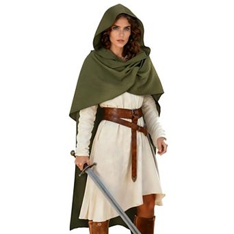 Medieval Hooded Cloak Renaissance Wizard Sorcerer Costume Cape