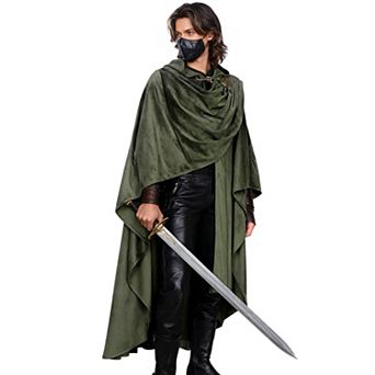 Medieval Corduroy Hooded Cloak Wizard Costume for LARP Cosplay Renaissance Faire