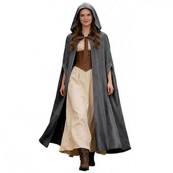 Women Renaissance Hooded Cloak With Arm Holes Medieval Cosplay Cape