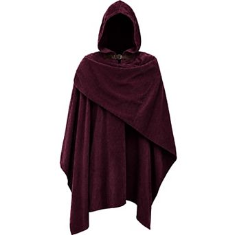 Medieval Hooded Corduroy Cloak Renaissance Costume Cape For Men Women