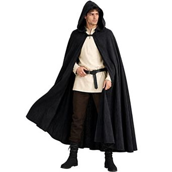 Long Hooded Medieval Cloak Costume For Renaissance Cosplay Halloween