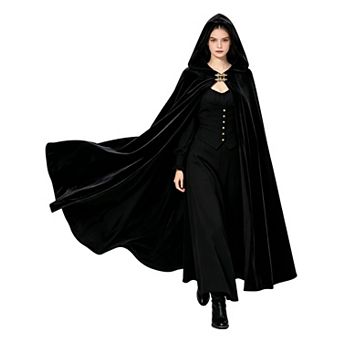 Women Renaissance Medieval Hooded Velvet Cape Cosplay Costume