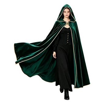 Women Renaissance Medieval Hooded Velvet Cape Cosplay Costume