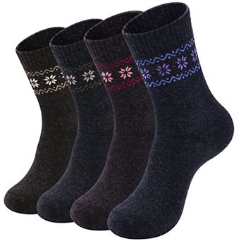 Womens 4 Pairs Warm Thick Merino Wool Winter Socks Soft Breathable Durable