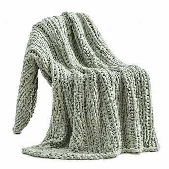 Chenille Chunky Knit Throw Blanket Soft Cozy Versatile Home Decor