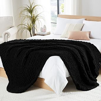 Soft Chenille Chunky Knit Throw Blanket Breathable Warm Durable