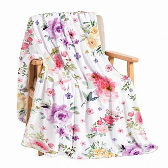 Super Soft Botanical Flannel Blanket Lightweight Fluffy Plush Bedding Sofa Blanket