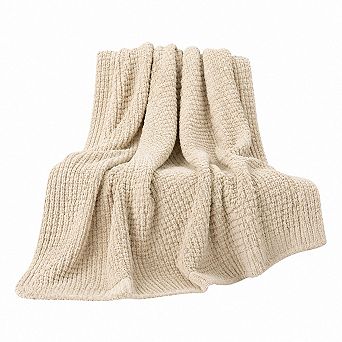 Soft Chenille Waffle Knit Throw Blanket for Sofa and Home Decor