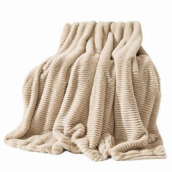Sculpted Faux Rabbit Blanket Soft Plush Cozy Versatile Home Decor