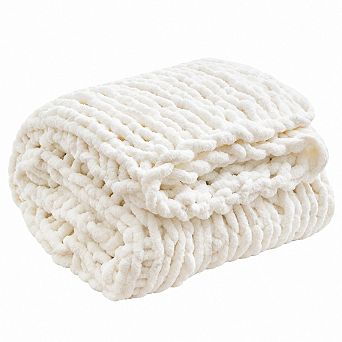 Chenille Chunky Knit Throw Blanket Soft Warm Luxury Home Decor