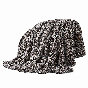 Faux Rabbit Fur Leopard Throw Blanket Soft Warm Decorative for Couch Bed