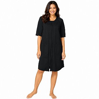 Plus Size Short Terry Zip Front Robe Supersoft Relaxed Fit