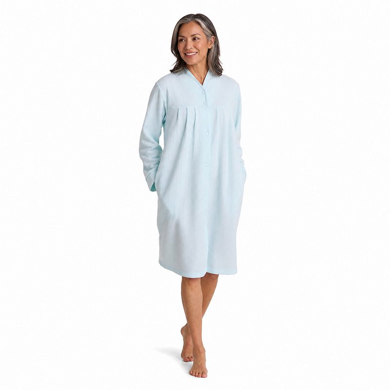Women's Brushed Terry Short Robe Snap Front Sleepwear Loungewear