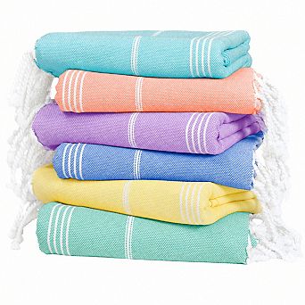 Set of 6 Oversized Premium Cotton Beach Towels: Soft Absorbent Quick Dry for Pool Spa Gym Travel
