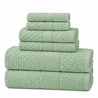 6 pc 100% Cotton Towel Set Premium Soft Absorbent Quick Dry Easy Care