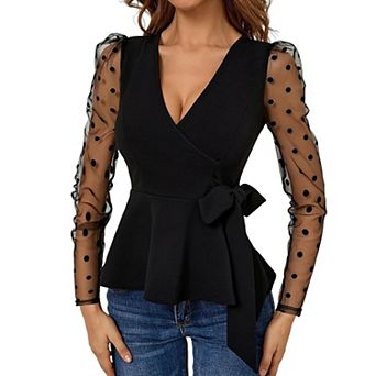 Women's Elegant Lace Long-Sleeve Waist-Cinched Top