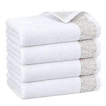 4-Pack Luxury Pure Cotton Bath Towels Soft Absorbent Quick Dry