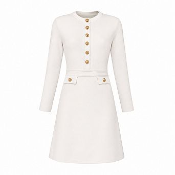 Women's Long Sleeve Knit Mini Dress Empire Waist Business Casual Work Wear