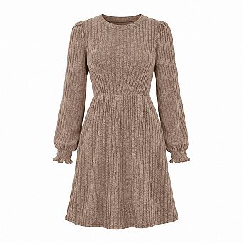 Women Long Sleeve Fall Casual Flattering Fit Dress
