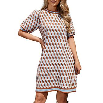 Women Summer Short Sleeve Knit Mini Dress Business Casual Old Money Style