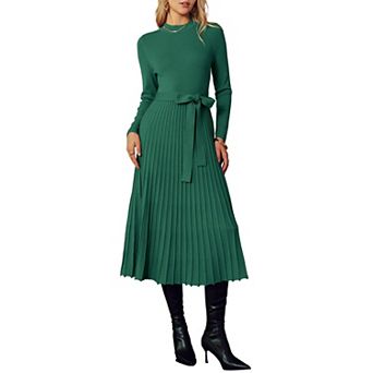 Women's Wool Blend Mock Neck Long Sleeve Knit Dress