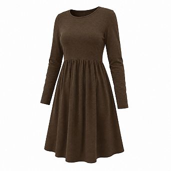 Womens Long Sleeve Sweater Dress Crew Neck Pockets Casual Fall Winter Dress