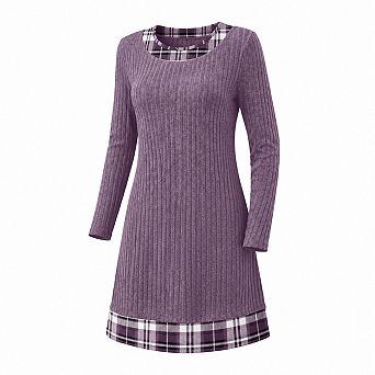 Women Long Sleeve Soft Ribbed Knit Loose Fit Casual Dress