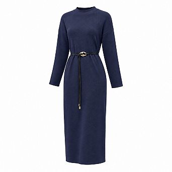 Women's Mock Neck Knit Midi Sweater Dress Long Sleeve Casual Work Wear