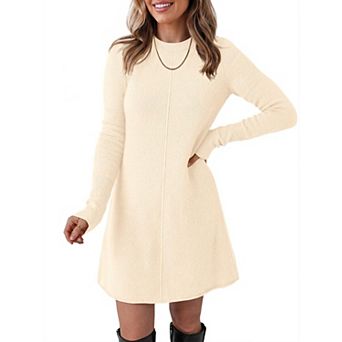 Womens Long Sleeve Knit Mini Dress Fall A Line Casual Wear