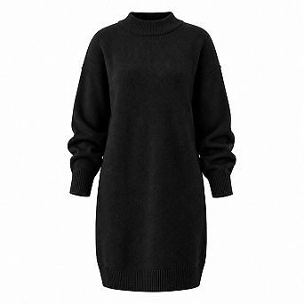 Women Fall Oversized Crewneck Long Sleeve Knit Sweater Dress Loose Fit