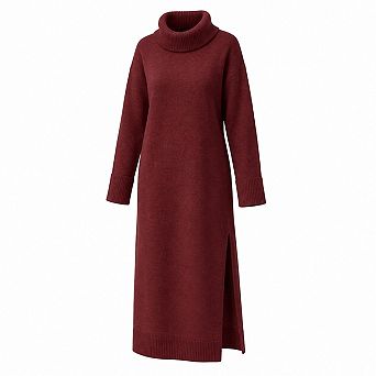 Womens Fall Winter Turtleneck Oversized Chunky Knit Sweater Dress
