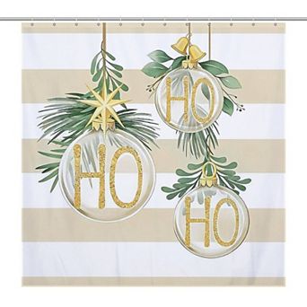 Bathroom Shower Curtain, Christmas Shower Curtain with Hooks, Water Resistant
