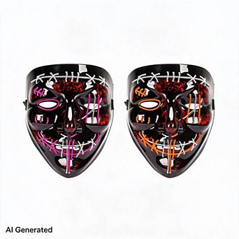 2 Pack LED Light Up Scary Purge Masks