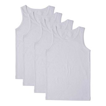 4 Pack Boys Cotton Rich White Tank Top Undershirt