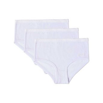 Little Kid 3 Pair Girls Ribbed Modal Blend Tag-Free Brief Panties, Solid Colors