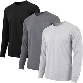 GALAXY Men's Long Sleeve Crew Neck T-Shirt, Sizes S-2XL 3 pk
