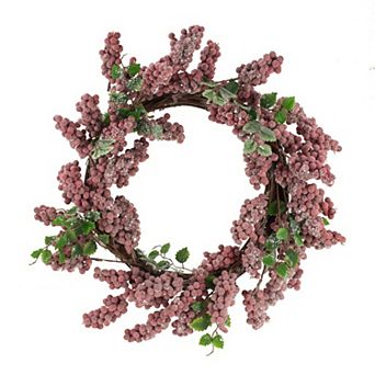 18‑Inch Faux Frosted Berry Wreath, Artificial Twig Wreath