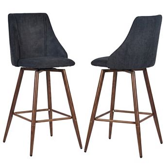 Homy Casa Upholstered Counter Height Bar Stool with Curved Back and Footrest