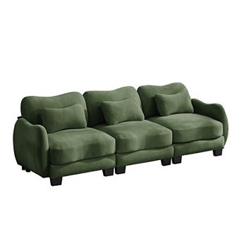 Homy Casa 101.1" 3-Seat Chenille Sectional Sofa, Deep Seat Couch with 3 Lumbar Pillows