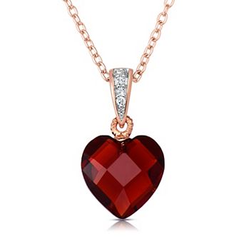 Sterling Silver with Colored Cubic Zirconia Heart-Shaped Pendant Necklace