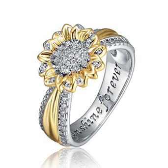 Two-Tone with Clear Cubic Zirconia Nature-Inspired Ring