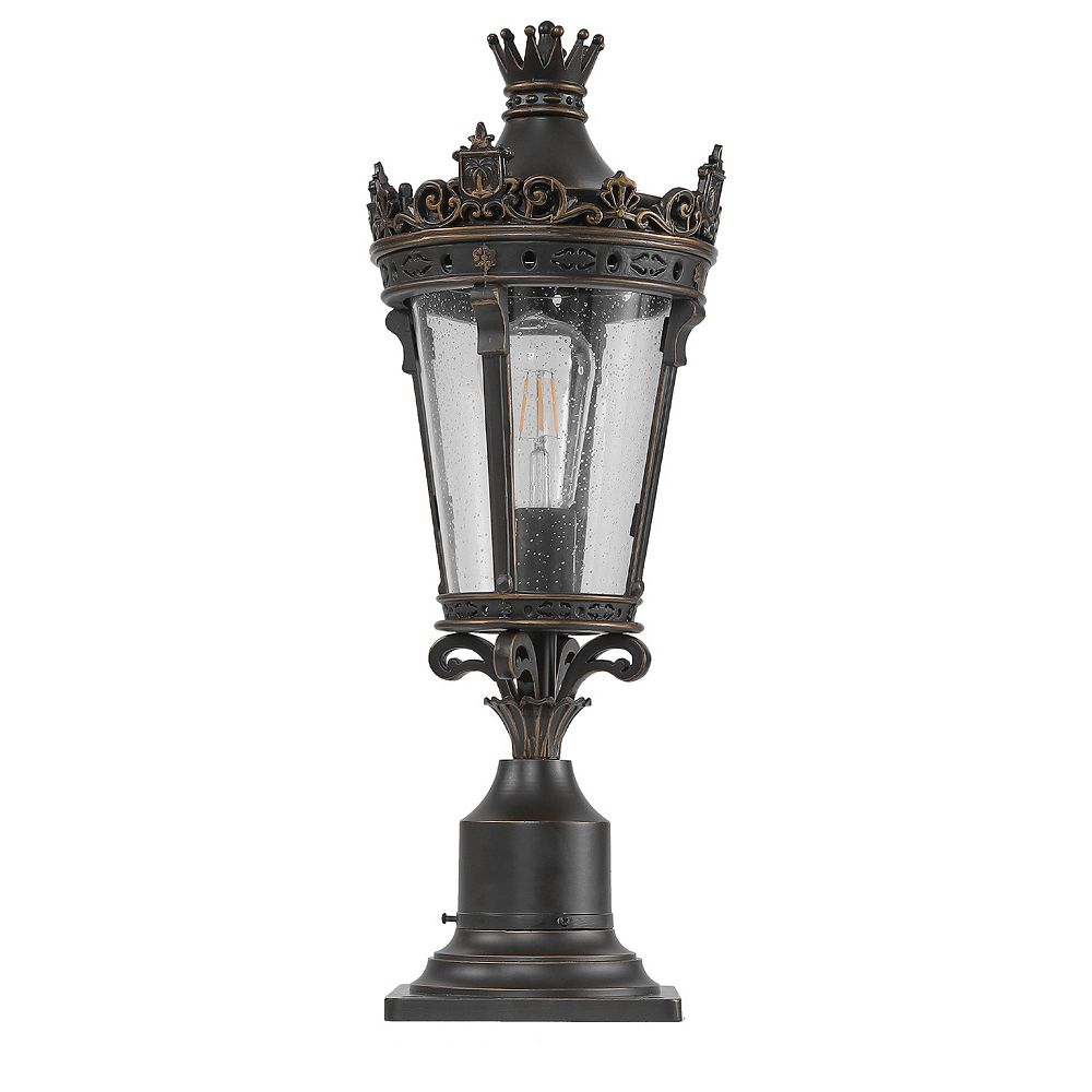 YIORTWO Vintage Crown Outdoor Post Lantern Waterproof Pier Mount Light ...