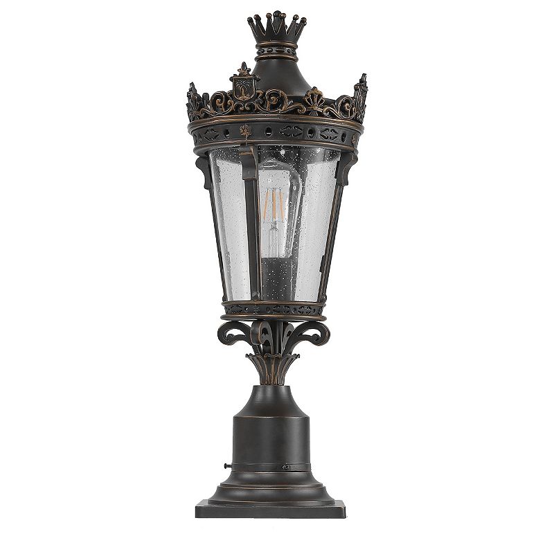 YIORTWO Vintage Crown Outdoor Post Lantern Waterproof Pier Mount Light ...